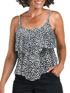 Azul's Black & White Double Tiered Tankini Top